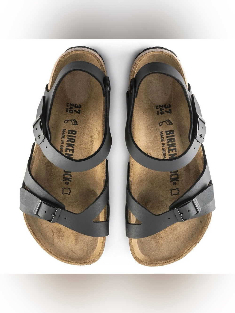 Birkenstock Black Rio Regular Width Sz 39 18m6